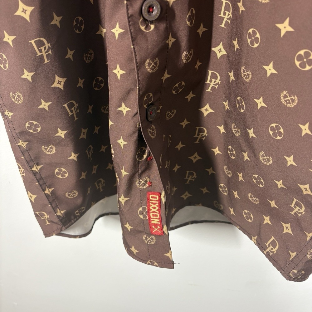 Dixxon Flannel Company The Bougie Mens XS Brown Gold AOP Performance Button Down - Picture 8 of 12